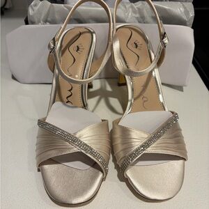 Nina Satin Heels with Rhinestone Accents